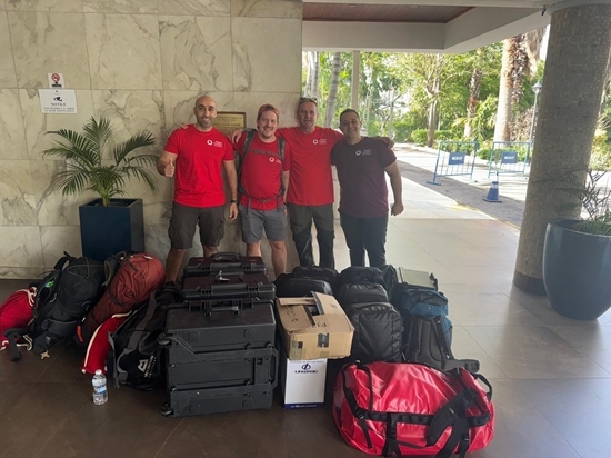 men at the airport with iner kit 